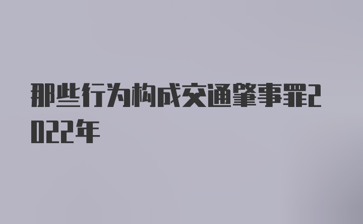 那些行为构成交通肇事罪2022年