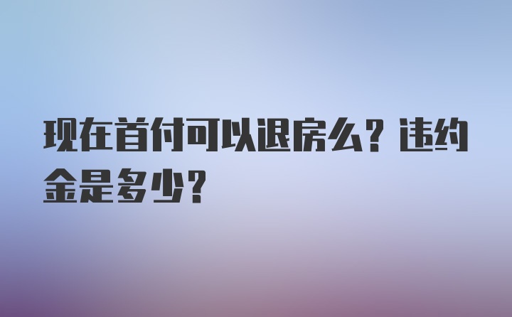 现在首付可以退房么？违约金是多少？