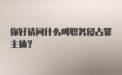 你好请问什么叫职务侵占罪主体？