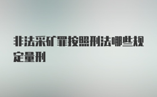 非法采矿罪按照刑法哪些规定量刑