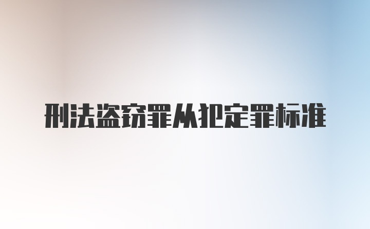 刑法盗窃罪从犯定罪标准