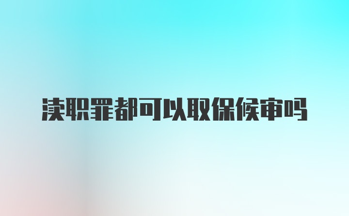 渎职罪都可以取保候审吗