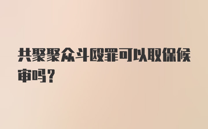 共聚聚众斗殴罪可以取保候审吗？