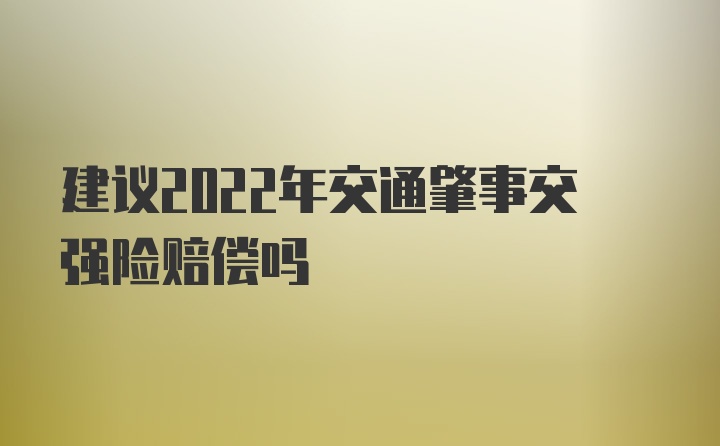 建议2022年交通肇事交强险赔偿吗