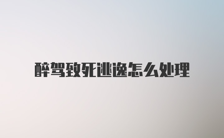 醉驾致死逃逸怎么处理