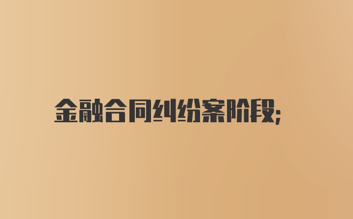 金融合同纠纷案阶段；