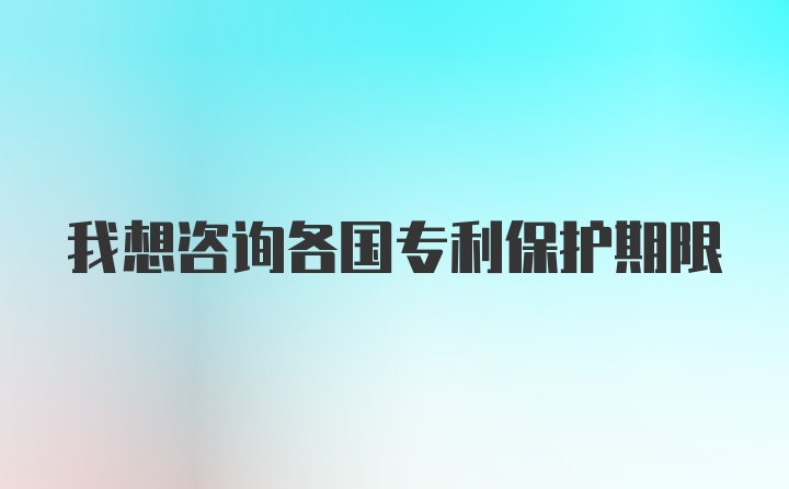 我想咨询各国专利保护期限