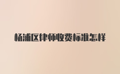 杨浦区律师收费标准怎样