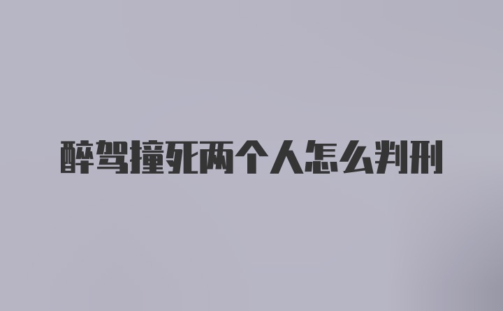 醉驾撞死两个人怎么判刑