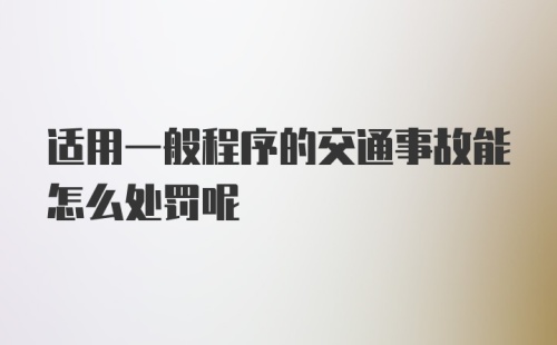 适用一般程序的交通事故能怎么处罚呢