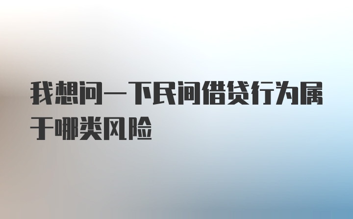 我想问一下民间借贷行为属于哪类风险