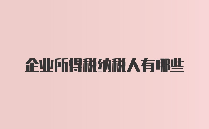 企业所得税纳税人有哪些