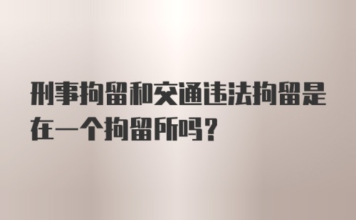 刑事拘留和交通违法拘留是在一个拘留所吗?