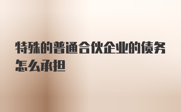 特殊的普通合伙企业的债务怎么承担