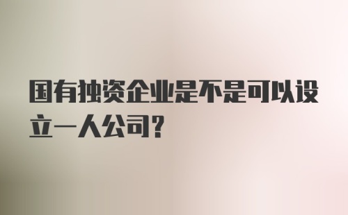 国有独资企业是不是可以设立一人公司？