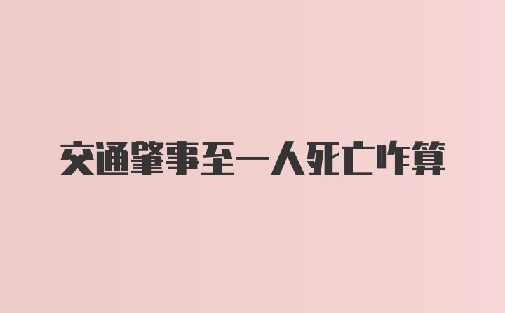 交通肇事至一人死亡咋算