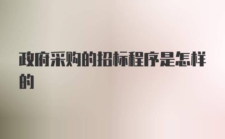 政府采购的招标程序是怎样的