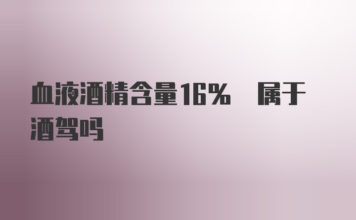 血液酒精含量16% 属于酒驾吗