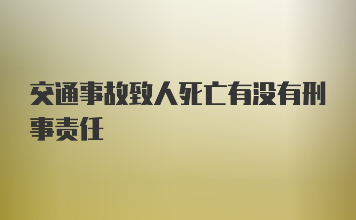 交通事故致人死亡有没有刑事责任