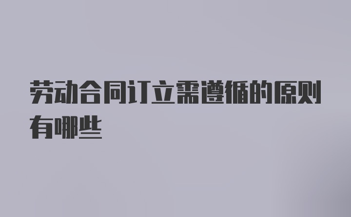 劳动合同订立需遵循的原则有哪些