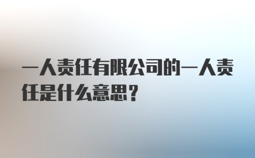 一人责任有限公司的一人责任是什么意思？