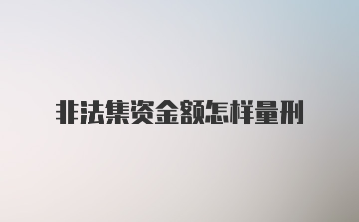 非法集资金额怎样量刑