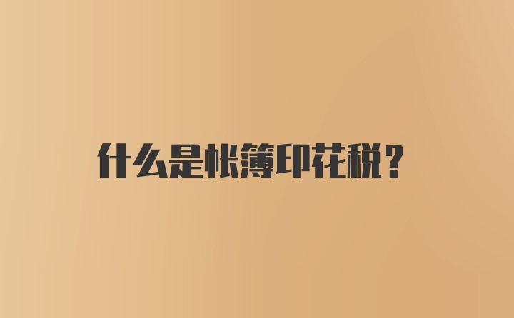 什么是帐簿印花税？