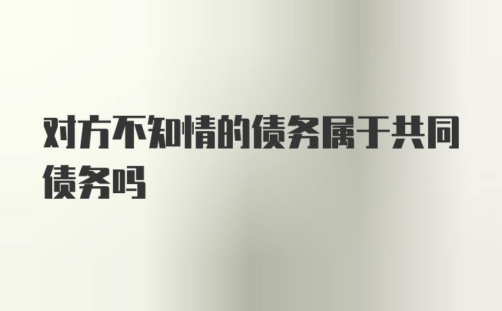 对方不知情的债务属于共同债务吗