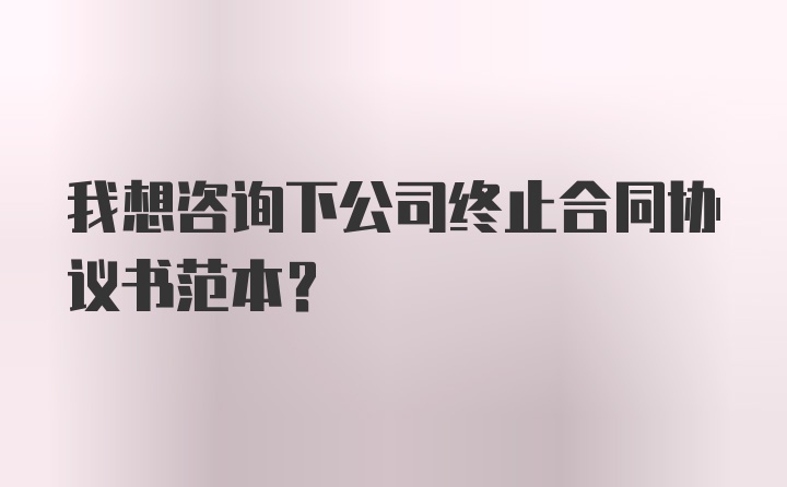 我想咨询下公司终止合同协议书范本？