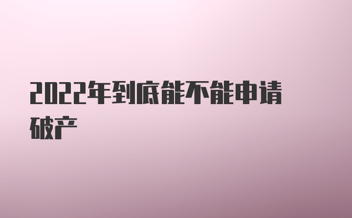 2022年到底能不能申请破产