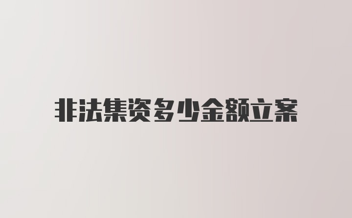 非法集资多少金额立案