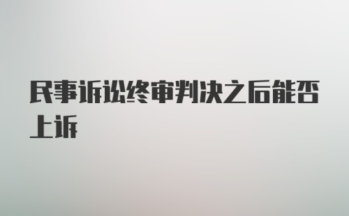 民事诉讼终审判决之后能否上诉