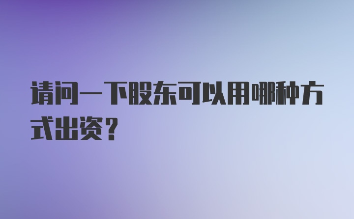 请问一下股东可以用哪种方式出资？