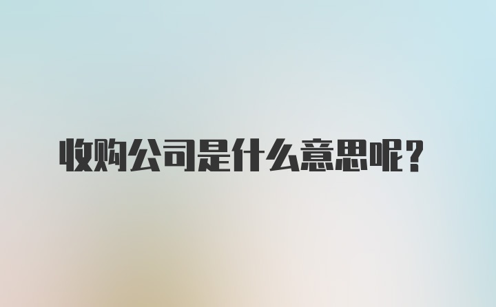 收购公司是什么意思呢？