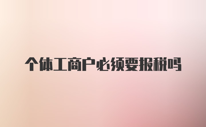 个体工商户必须要报税吗