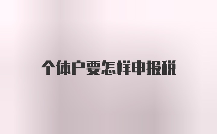 个体户要怎样申报税