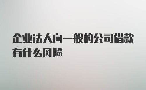 企业法人向一般的公司借款有什么风险