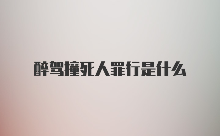 醉驾撞死人罪行是什么