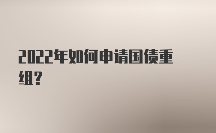 2022年如何申请国债重组？