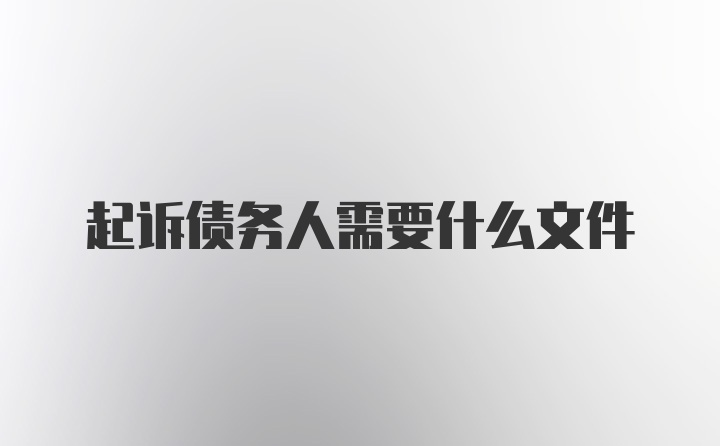 起诉债务人需要什么文件