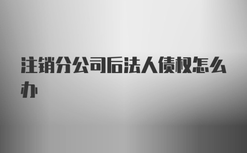 注销分公司后法人债权怎么办