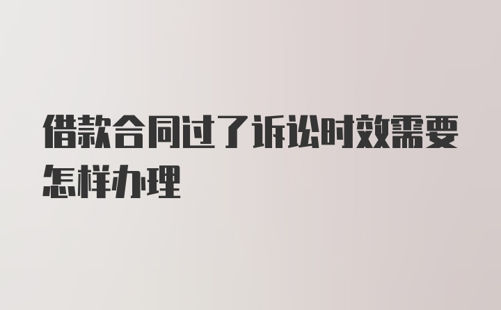 借款合同过了诉讼时效需要怎样办理