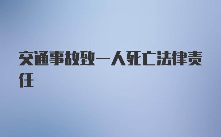 交通事故致一人死亡法律责任