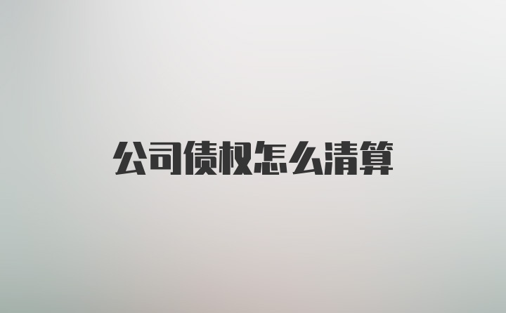 公司债权怎么清算