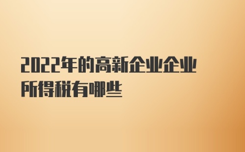 2022年的高新企业企业所得税有哪些