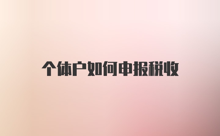 个体户如何申报税收