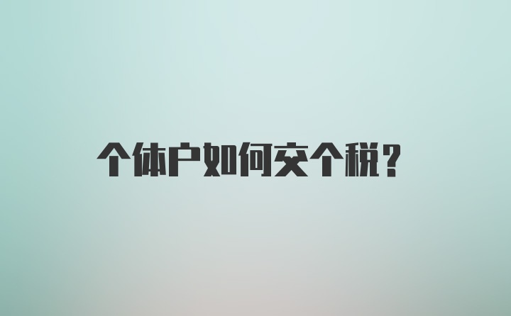 个体户如何交个税？