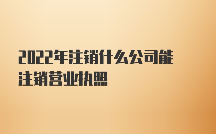 2022年注销什么公司能注销营业执照