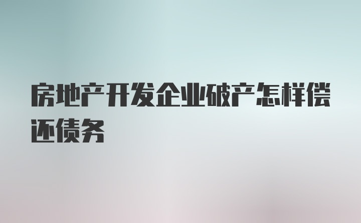 房地产开发企业破产怎样偿还债务