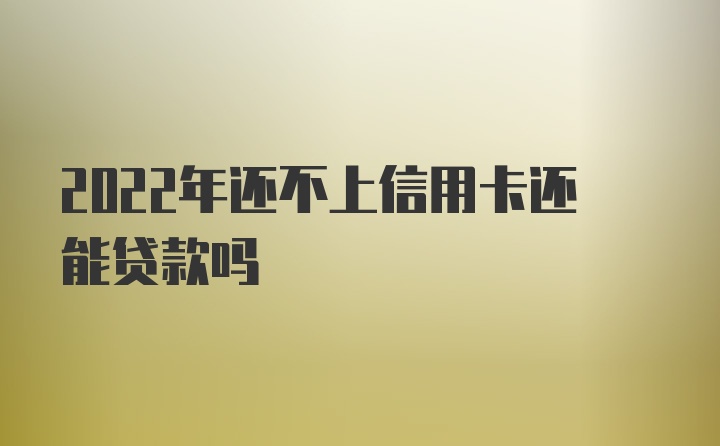 2022年还不上信用卡还能贷款吗